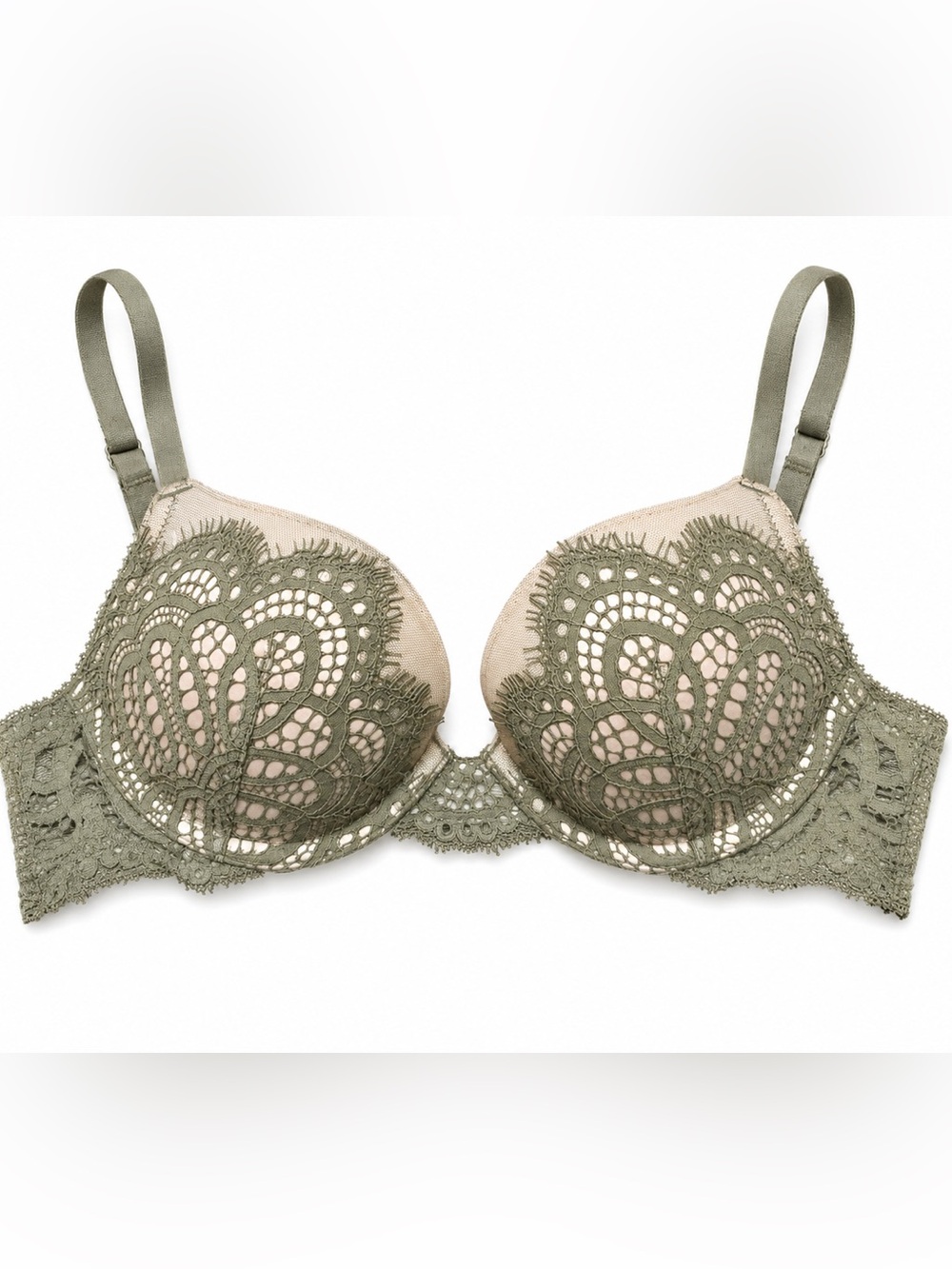 Victoria’s Secret Dream Angels Lace Push-Up Bra 32B Sage Green